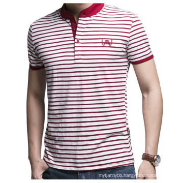 Custom Embroidery Logo Fashion Stripe Wholesale Cotton Polo T Shirt